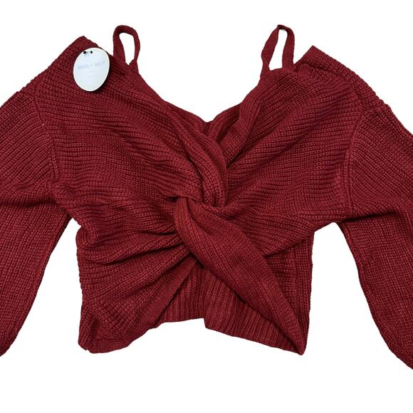 Brazil Breeze Maroon Twist Cropped Sweater New With Tags Small - Picture 2 of 4